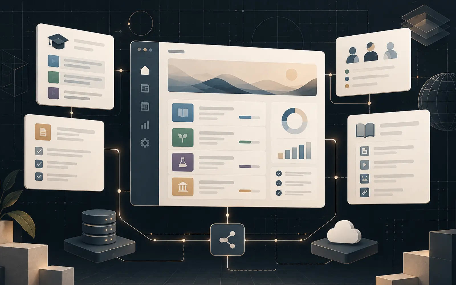 Concept illustration of a final-year learning management system architecture
